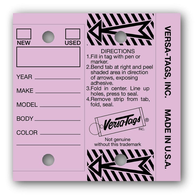 Genuine Versa-TagÂ® Key Tags (Half-Pack) (125 Key Tags and Key Rings per Box) (Lilac)